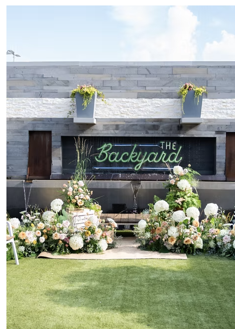 Floral event setup at Blossoms at the Backyard