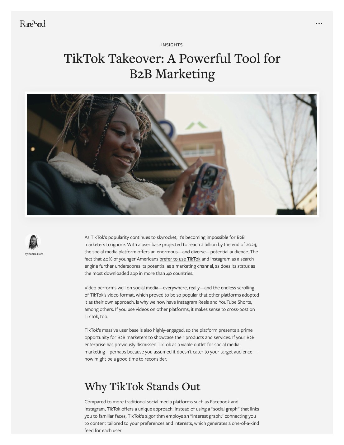 TikTok Takeover: A Powerful Tool for B2B Marketing article by Zahria Hart